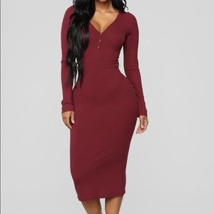 Burgundy midi dress